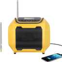 Mellif Cordless AM/FM Radio Speaker Compatible with DeWalt 20V Battery(Tool Only No Battery), Weather Alert Bluetooth Radio with Cellphone USB Port,SOS Emergency Alert