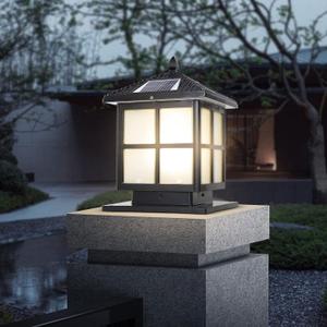 Black Solar Post Lights Outdoor Solar Lamp Post Cap Lights Waterproof Fence Post Solar Lights Waterproof Solar Outside Pillar Light Solar Column Lights with Glass Shade Deck Cap Lights for Garden Yard