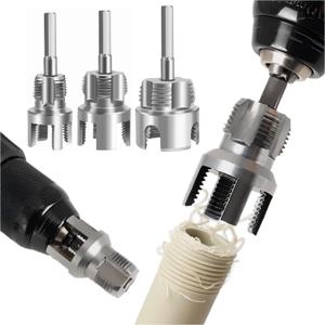 PVC Pipe Threader 3pcs 1 & 1/2 & 3/4 Pipe Threader Set for Plumbing Repairs Carbon Steel Internal & External Pipe Threading Tool