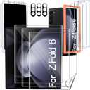 IMBZBK 9 in 1 for Samsung Galaxy Z Fold 6 Screen Protector, 3 Inside Flexible Film + 3 Front Tempered Glass + 3 Camera Lens Protector Accessories with Installation Frame No bubbles