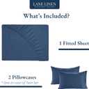 LANE LINEN 100% Organic Cotton Twin Fitted Sheet, 2-Piece Set (1 Fitted Sheet, 1 Pillowcase), Percale Weave, Lightweight, Soft, Breathable, Fits Mattress Upto 15' Deep - Estate Blue (No Flat Sheet)