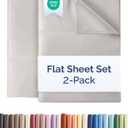 Queen Size Flat Sheet - Pack of 2 Top Flat Bed Sheet Only - Soft, Comfy, Breathable & Cooling - Hotel Quality, Fade & Wrinkle Free - Easy-Care, Stain & Shrink Resistant Bedding - Oeko-Tex - Light Grey