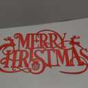 Metal Merry Christmas Wall Decor Christmas Sign Letter Decorative Hanging Plaque Suitable For Indoor Outdoor Room Yard Holiday Decoration (Large, Red2)