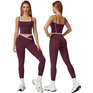 ABOCIW Workout for Women 1 Piece Color Block Strappy Sports High Waist Shorts Gym Yoga Pilates M