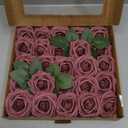 Ling's Moment Artificial Flowers 25Pcs Mauve Roses Decor w/Stems,3" Real Touch DIY Foam Floral for Wedding Bouquet/Centerpieces, Outdoors Party Backdrop, Room/Table, and Garden/Pot Decorations