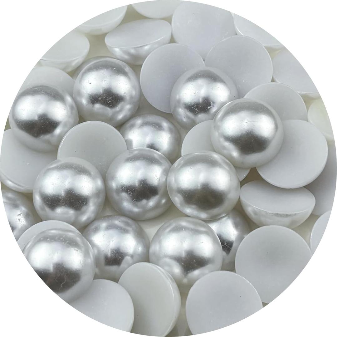 40pcs 25mm Half Pearls for Crafts Flatback Half Round Pearl Beads for Jewelry Making Nail Art Scrapbook Craft Wedding Dress Decoration(White)