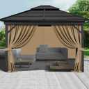 Gazebo Privacy Curtains 10' x 10' with Zipper 4-Panels Side Wall Universal Replacement for Patio, Outdoor Canopy, Garden and Backyard (Curtain Only)