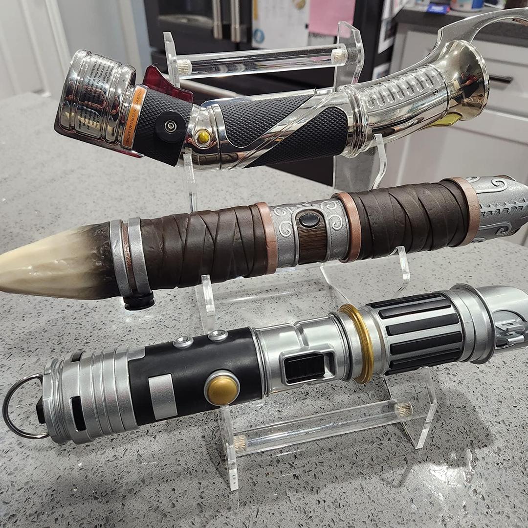 Acrylic Desktop Lightsaber Stand - 3-Tier Display for Lightsabers (Transparent)