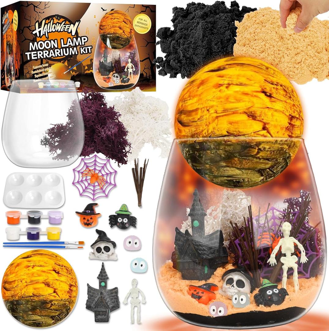 FYHMDC Halloween Light-Up Terrarium Kit for Kids - LED Night Light Birthday Gift for Boys Ages 4 5 6 7 8-12 Year Old - Halloween Toys DIY Arts and Crafts Kit for Kids - Best Presents for Boys