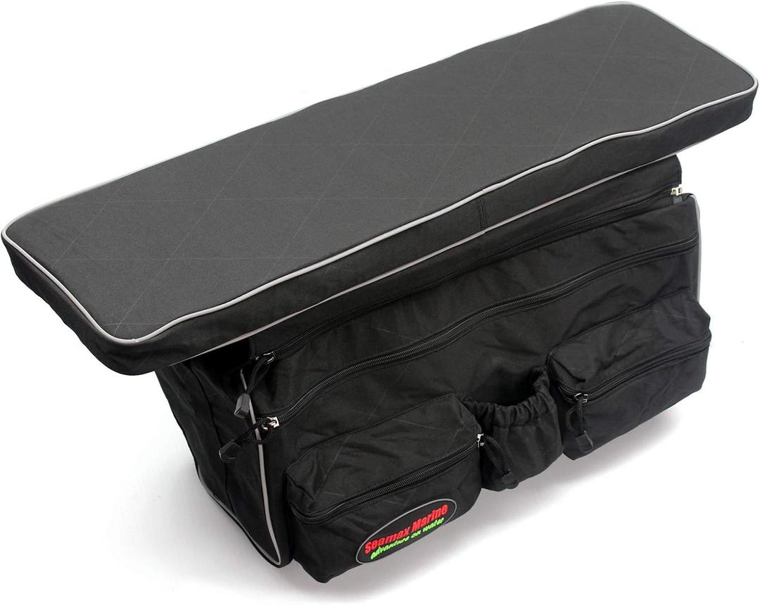 Seamax Sunlitec Inflatable Boat Bench Seat Cushion and Detachable Seat Bag Combo, with Reflective Line (Size B - 34" for 270-330 Boats)