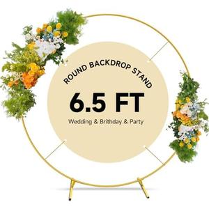 JEBUTU Balloon Arch Stand Metal Round Backdrop Stand Circle Balloon Arch Frame Wedding Arches 6.5FT for Ceremony Birthday Party Baby Shower Decoration