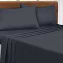 Malloni Home Double Brushed Microfiber Bedding Set - 4 Piece Deep Pocket Sheet, Ultra Soft, Wrinkle Free, Quick Dry, Easy Care - Charcoal Grey