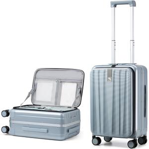 Hanke 20 Inch Carry On Suitcase PC Hardshell Luggage Top Open Aluminum Frame Rolling Suitcases with Wheels Travel Luggage for Woman Men Gifts.(Grey)