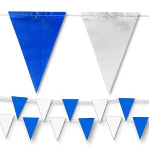 NACARUM Blue & White Pennant Banner Flags | OSHA 500lb Rated | Strand Fade Resistant 【102FT】