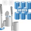 2 Pack Disposable Toilet Brush and Holder Set,Extended Handle with 48 Cleaner Refills Toilet Brush for Toilet Bowl Cleaners,Bathroom Cleaning, Bathtub - Blue (Ocean Fresh Scent)