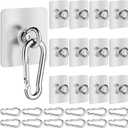 12 Pcs self Adhesive Ceiling Hooks Heavy Duty Wall Hangers Hooks Without Nails Practical Stainless Steel Waterproof for Hanging Plant Indoor Outdoor Kitchen Home Office