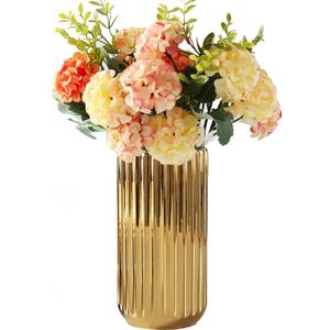 WHJY 7 inch Nordic Minimalist Ceramic Vase, Creative Home Decoration, Home, Office, Centerpiece,Table and Wedding, Bridal Shower - Gold Finish