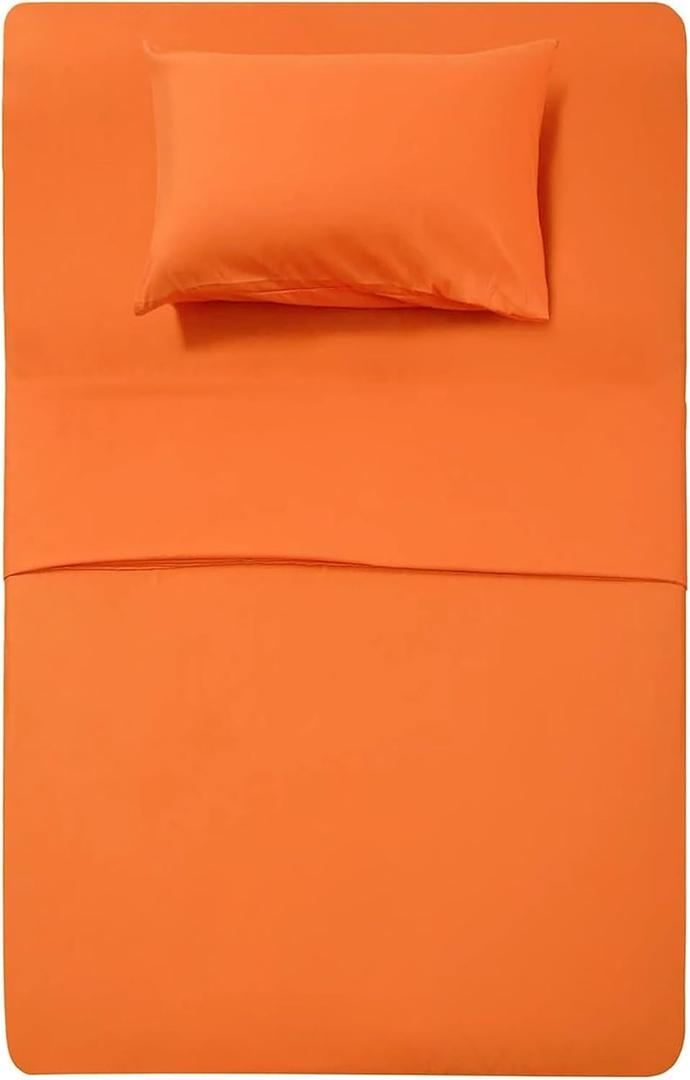 Best Season Bed Sheets Set Extra Soft - 1 Flat Sheet,1 Fitted Sheet and 1 Pillow Cases,Luxury Bedding Set,Deep Pockets,Wrinkle,Fade Resistant - Hypoallergenic- 3 Piece (Twin,Orange)