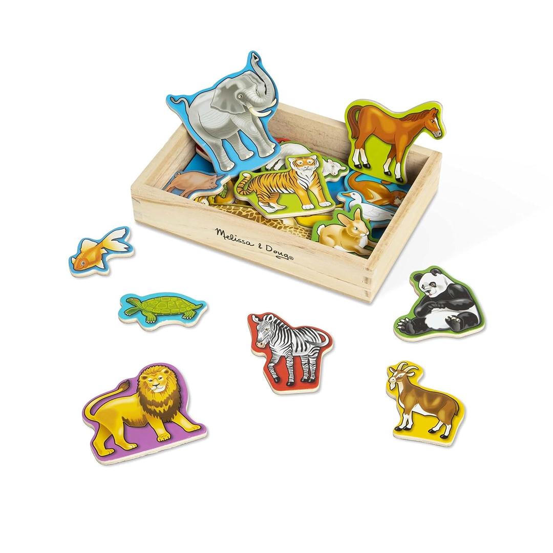 Melissa & Doug Wooden Animal Magnets Set (20 Pieces)  Farm, Zoo & Pet Fridge Magnets in Storage Box  Montessori Preschool Learning Toys for Toddlers & Kids Ages 2+ - FSC-Certified