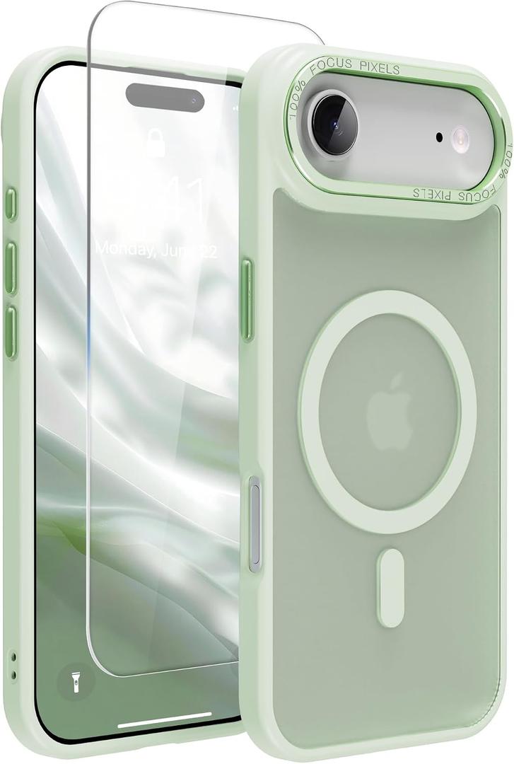 Magnetic for iPhone 17 Air Phone Case, [Compatible with MagSafe], Screen Protector X1, [Military Grade Drop Protection],Matte Finish,Slim,Shockproof,Protective (Matcha Green, iPhone 17 air)