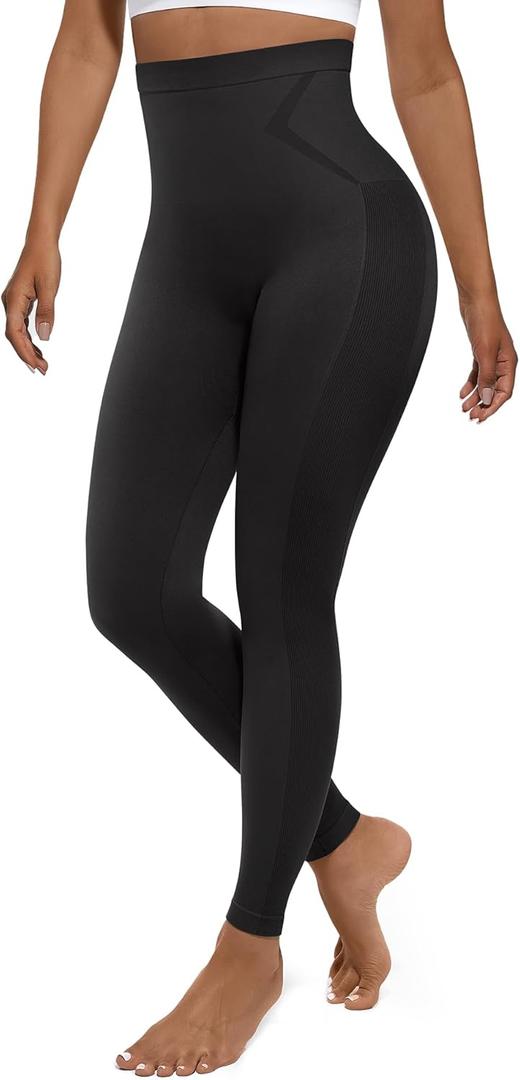 FeelinGirl Leggings for Women Tummy Control High Waisted Compression Leggings Seamless Shapewear Pants Non-See-Through (3X-Large, Black)
