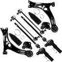 SCITOO 10-PC SET Suspension Kit For 2009-2013 For Toyota Corolla Front Lower Control Arm Lower Ball Joint Inner Outer Tie Rod End w/Boot Sway Bar End Link