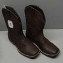 IUV Cowboy Boots For Men with Wide Square Toe Western Retro Boot Durable Classic Fashionable Embroidered Pull On Slip Resistant Boots (10.5, Coffee)