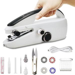 Handheld Sewing Machine for Beginners, Portable Mini Hand Held Sewing Machine Dual Speeds for Thin Fabrics, Home Travel Use