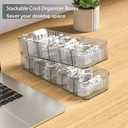 Cable Storage Boxes Organizers 2 Pack, Cord Charger Storage Organizer Box Case with 20pcs Cable Ties, Stackable, Clear