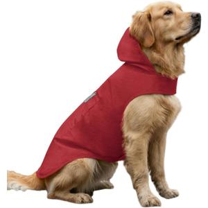 Dog Raincoat Reflective Adjustable Hooded Pet Rain Jacket Poncho with Leash Hole for Dogs, Small