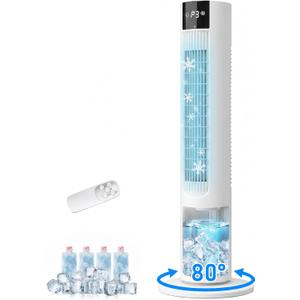 35" Evaporative Air Cooler, 3-In-1 Swamp Cooler, Portable Air Conditioners No Windows Needed, 3 Speeds, 4 Ice Packs, 12H Timer, 80° Oscillation, Remote, AC Cooling Fan for Bedroom, Room