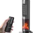 Space Heater - 1500W PTC Heaters for Indoor Use - Portable Heater with Thermostat and Remote - Room Heaters with 70 Oscillation - Quiet for Office, Bedroom, Room 8 Safety Protections