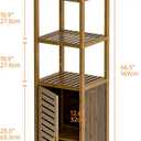 Bathroom Cabinet, Bamboo Floor Cabinet Freestanding Narrow Storage Unit with Removable Shelves, 6 Tier Tall Cabinet, Walnut, 13.42"W x 12.99"D x 66.53"H