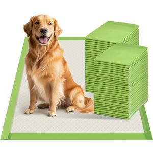 Gardner Pet Dog Pee Pads Extra Large 28"x34", XL Thicker ECO Green Disposable Puppy Training Pads Super Absorbent Full Edge-Wrapping Pad for Dogs, Puppies, Cats, Rabbits (10 Count)