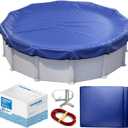 Winter Pool Cover 30 ft Round for Above Ground | Extra Thick & Durable Above-Ground Pool Cover | Sapphire Series of Premium Cold- and UV-Resistant Pool Cover | by Yankee Pool Pillow, Blue 