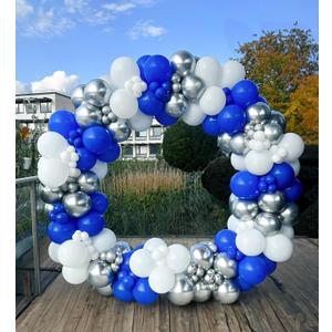 Winter silver Royal blue and white balloon Garland Arch Kit 143Pcs balloons for Wedding prince Baby shower for Boy Men's 21st birthday decorations Graduation Ceremony supplies