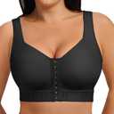 FeelinGirl Post Surgery Bra Front Closure Compression Mastectomy Bra for Women with Wide Adjustable Straps Wirefree Support, M