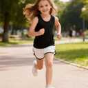 Girls/Kids/Boys Cotton Undershirts Tank Tops Soft Sleeveless Shirts (14-16 Years, Black)