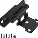 HOSOM 10 Pack 1/2 Inch Overlay Semi Partial Wrap Around Cabinet Door Hinges Matte Black for Kitchen Cabinet Doors Self Closing Cabinet Hinges with Door Bumper