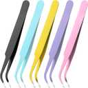 5 Pcs Curved Craft Tweezers, Upgraded Anti-Static Stainless Steel Curved of Tweezers Multipurpose Curveds Tip Craft Tweezer for Crafts Repairing, Scrapbooking, Cardmaking, Stickers