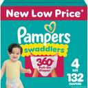 Pampers Diapers - Swaddlers 360 - Size 4, 132 Count, for up to 100% Leakproof Premium Skin Protection