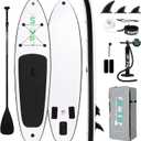 FunWater Inflatable Ultra-Light Stand Up Paddle Board for All Skill Levels with Premium SUP Paddleboard Accessories,Non-Slip Comfort Deck for Youth & Adults (Black Adventurer)