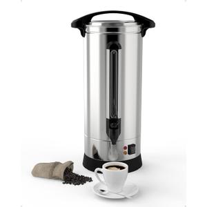 Double Wall Electric Coffe Urn 60 Cup,10L/2.6 Gal Stainless Steel Commercial Coffee Maker for Party Wedding Buffet Catering,Large Electric Hot beverage Dispenser,Hot Water Urns,Fast Brew
