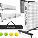 BAGAIL Portable Pickleball Net Set, 22 FT Regulation Size Pickle Ball Net with Ball Collector, 4 Balls and Carry Bag, Easy Setup for Outdoor Indoor Driveway