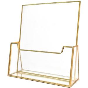 Feyarl Gold Glass Brochure Holder 8.5 x 11 Business Pamphlets Booklets Holder Flyer Trifold Display Stand for Office Tabletop CountertopTrade Show Exhibitions Magazines Menu Journals Literatures
