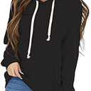PRETTODAY Women's Casual Lightweight Hoodies Long Sleeve White Drawstring Sweatshirts Loose Pullovers with Pocket