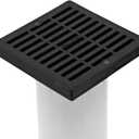 NDS 640 6-Inch Square Grate with Low-Profile Adapter Drain, Connects to 3-Inch and 4-Inch Drain Pipes and Fittings, for Small Lawns, Landscaping and Patios, Plastic, Black