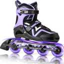 Adjustable Inline Skates for Boys and Girls with Full Light Up Wheels, Outdoor Rollerskates for Kids and Women (X-Large - Adult (9.5W-12W/8.5M-11M))