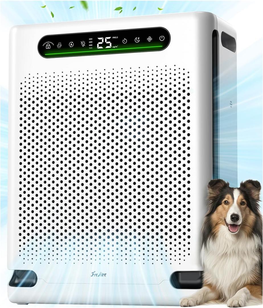 FreAire Air Purifiers for Home Large Room Up to 2600 Ft, HEPA Air Purifier with Washable Filter & Air Quality Display, Powerful Turbo Mode Air Cleaner for Pet Hair Odors Smoke Dust, HAP605