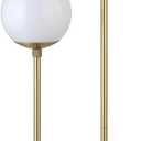Henn&Hart 68.5'' Mid-Century Modern 2-Light Floor Lamp with White Milk Glass Globe Shade for Living Room, Bedroom, or Office, Brass